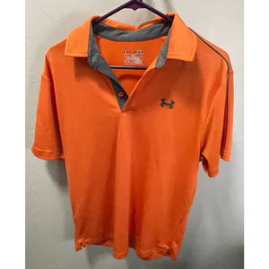 Under Armour Heat Gear Size Medium Loose Fit Summer Polo Shirt Orange